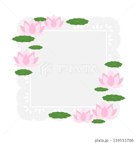蓮の花の正方形レースフレーム 139533706