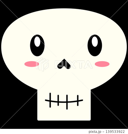 Cute Oval Eyes Skull Vector Illustration, Kawaii Skeleton Cartoon Character for Halloween Designs Cute Oval Eyes Skull Vector Illustration, Kawaii Skeleton Cartoon Character for Halloween Designs 139533922