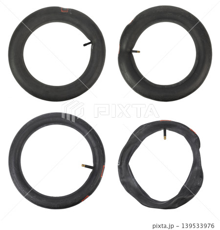 Bicycle inner tube set isolated on white background, different shapes 139533976