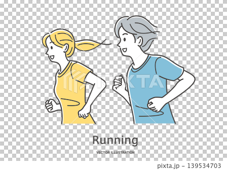 Young men and women running Young men and women running 139534703