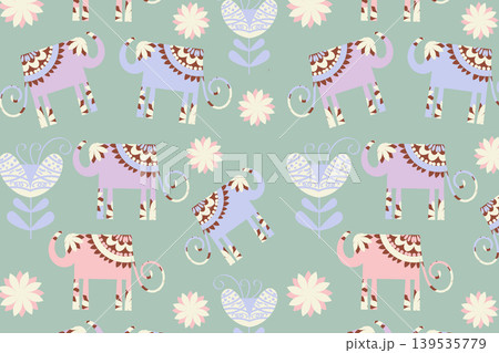 Elephants seamless pattern, vector Elephants seamless pattern, vector 139535779