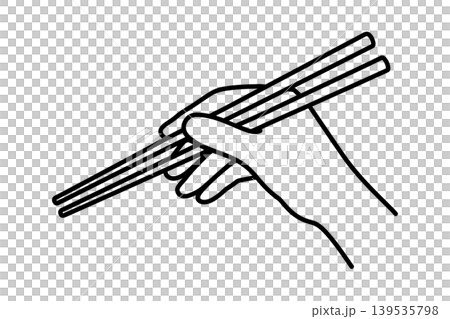 箸を持つ手のラインアイコン 139535798