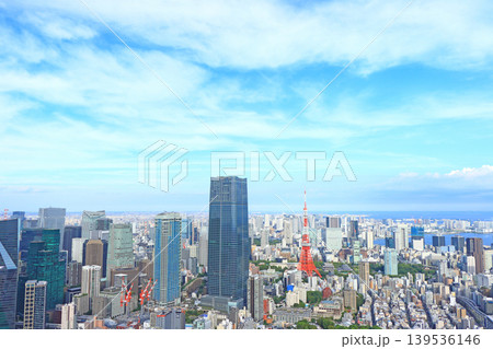 東京都港区、東京タワーと麻布台ヒルズ森JPタワーの風景 東京都港区、東京タワーと麻布台ヒルズ森JPタワーの風景 139536146