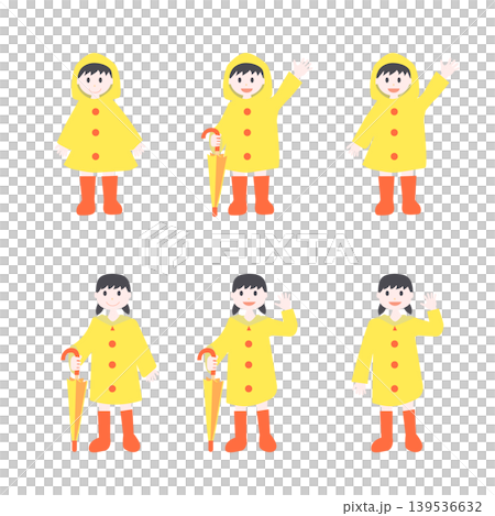 レインコート姿の男の子・女の子のイラスト 139536632