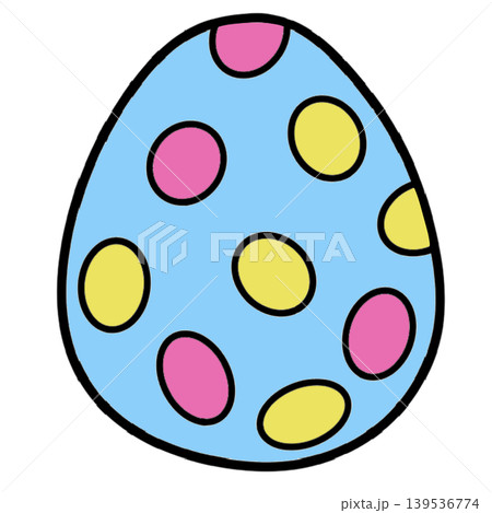 Vibrant Easter egg decorated with colorful yellow and pink polka dots for spring festive ornament and decoration Vibrant Easter egg decorated with colorful yellow and pink polka dots for spring festive ornament and decoration 139536774