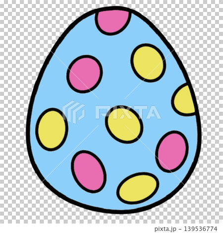 Vibrant Easter egg decorated with colorful yellow and pink polka dots for spring festive ornament and decoration Vibrant Easter egg decorated with colorful yellow and pink polka dots for spring festive ornament and decoration 139536774