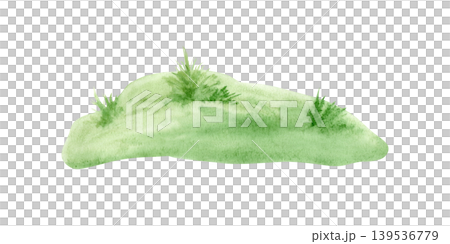 Watercolor illustration of a green grassy hill. Hand drawn grassy island element isolated on white background. Perfect for landscape design, eco-friendly concepts, and nature illustrations. Watercolor illustration of a green grassy hill. Hand drawn grassy island element isolated on white background. Perfect for landscape design, eco-friendly concepts, and nature illustrations. 139536779
