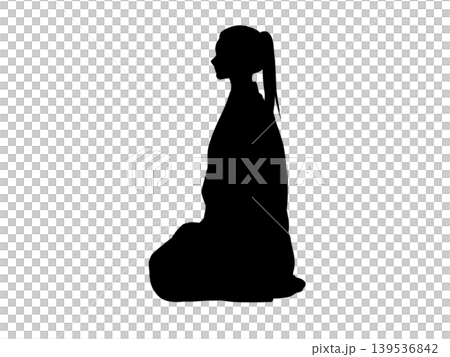正座をする和服の人物1 正座をする和服の人物1 139536842