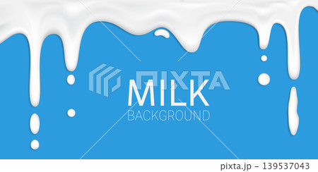 Milk drips and droplets on blue background vector illustration Milk drips and droplets on blue background vector illustration 139537043