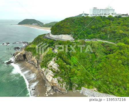 渥美半島、伊良湖岬の日出の石門をドローンから 渥美半島、伊良湖岬の日出の石門をドローンから 139537216