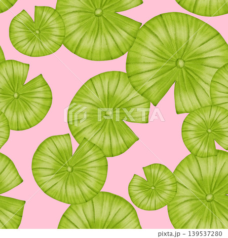 Seamless watercolor pattern with lotus leaves. Illustration of green water lilies. Perfect for textiles, wallpaper, romantic decor, cosmetics, and medical products. Seamless watercolor pattern with lotus leaves. Illustration of green water lilies. Perfect for textiles, wallpaper, romantic decor, cosmetics, and medical products. 139537280