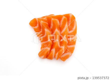 Salmon raw sashimi on white background 139537372