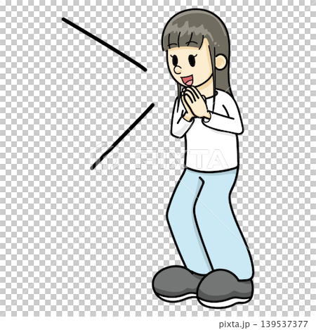 快樂的女人(手繪,穿藍色褲子) 快樂的女人(手繪,穿藍色褲子) 139537377