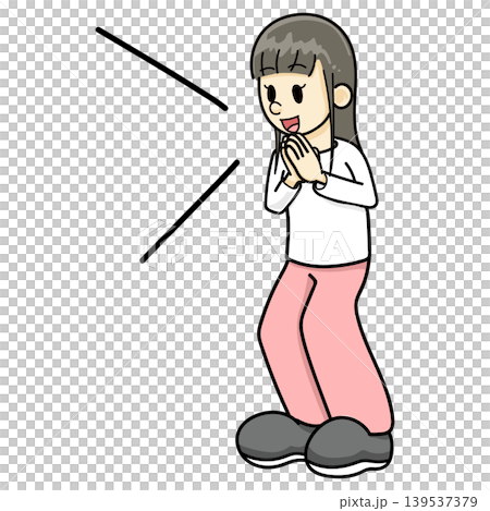 Happy woman (hand-drawn, red pants) Happy woman (hand-drawn, red pants) 139537379