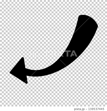 Bold black curved arrow icon pointing downwards for navigation and creative graphic design element Bold black curved arrow icon pointing downwards for navigation and creative graphic design element 139537445