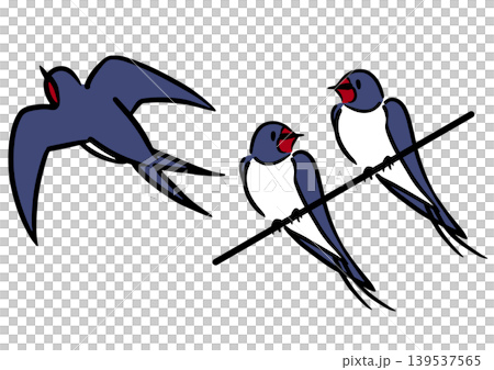 ツバメのイラストセット。アイソメトリック図。鳥のイラスト。 139537565