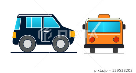 Modern car and bus illustration isolated on white background with transportation Modern car and bus illustration isolated on white background with transportation 139538202