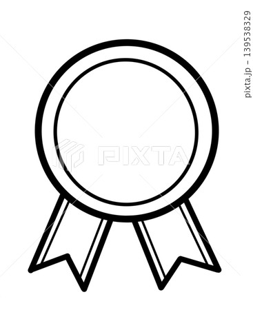 Simple award ribbon medal outline icon for achievement and winner celebration design concept 139538329