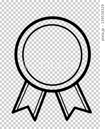 Simple award ribbon medal outline icon for achievement and winner celebration design concept 139538329