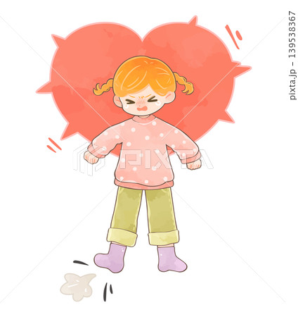 泣きながら怒っている子どもとトゲトゲのハート　女の子 139538367