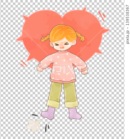 泣きながら怒っている子どもとトゲトゲのハート　女の子 139538367