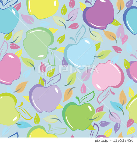 Seamless pattern with apples in spring colors 139538456