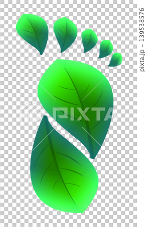 Ecological footprint made with green leaves Ecological footprint made with green leaves 139538576