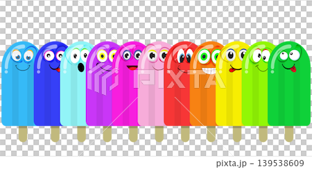 Ice creams with funny cartoon faces in vibrant summer colors Ice creams with funny cartoon faces in vibrant summer colors 139538609