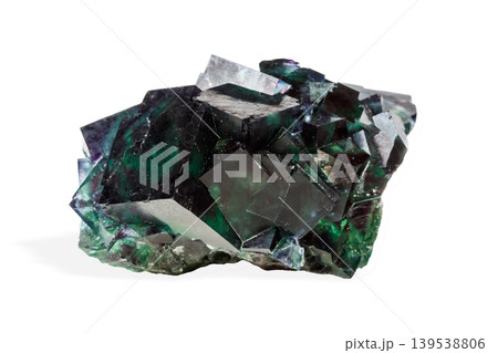 Raw Transparent Green Fluorite Mineral with Cubic Structure Raw Transparent Green Fluorite Mineral with Cubic Structure 139538806
