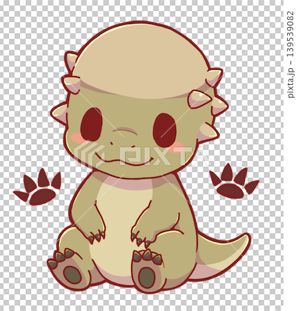 A cute, stylized Pachycephalosaurus and footprint mark. A cute, stylized Pachycephalosaurus and footprint mark. 139539082
