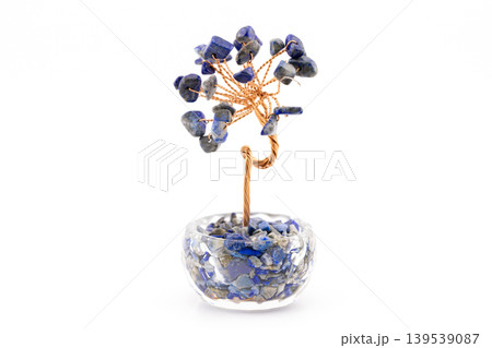 Feng Shui Lapis Lazuli Gemstone Money Tree on Wood Feng Shui Lapis Lazuli Gemstone Money Tree on Wood 139539087
