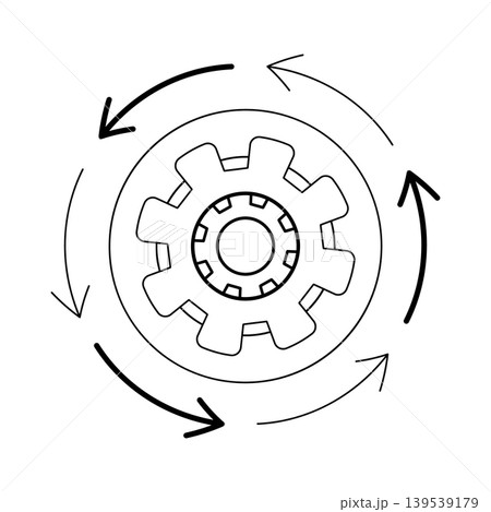 Modern and trendy gear icon with circular arrows for process and synchronization concept vector illustration Modern and trendy gear icon with circular arrows for process and synchronization concept vector illustration 139539179