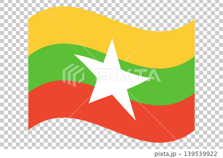 Waving flag of Myanmar isolated. Waving flag of Myanmar isolated. 139539922