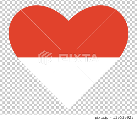 Flag of Indonesia isolated in heart shape. Flag of Indonesia isolated in heart shape. 139539925