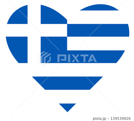 Flag of Greece in heart shape isolated. Symbol, badge, button. Flag of Greece in heart shape isolated. Symbol, badge, button. 139539926