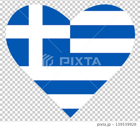 Flag of Greece in heart shape isolated. Symbol, badge, button. Flag of Greece in heart shape isolated. Symbol, badge, button. 139539926