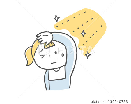 強い光が苦手な女の子の手描きイラスト単色 139540728