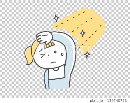 強い光が苦手な女の子の手描きイラスト単色 139540728
