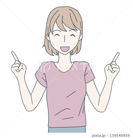 両手を指さして笑顔で案内する女性のイラスト 139540959