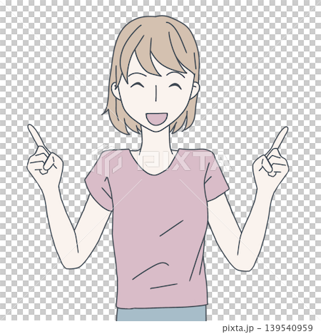 両手を指さして笑顔で案内する女性のイラスト 139540959