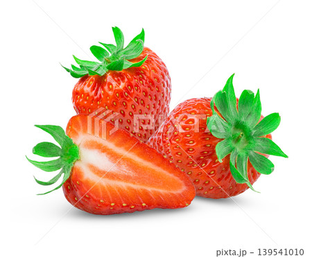 Isolated strawberry. Strawberries with leaf isolate. Whole,cut in a half of strawberry isol on white. Strawberries isolate. Clipping path. Isolated strawberry. Strawberries with leaf isolate. Whole,cut in a half of strawberry isol on white. Strawberries isolate. Clipping path. 139541010