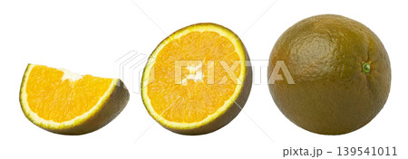 Choclate orange collection. Half of choclate orange and cut in a slice isolated set. Choclate orange collection. Half of choclate orange and cut in a slice isolated set. 139541011
