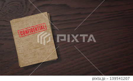 Confidential Document Folder On Office Desk 3d render. Confidential Document Folder On Office Desk 3d render. 139541207