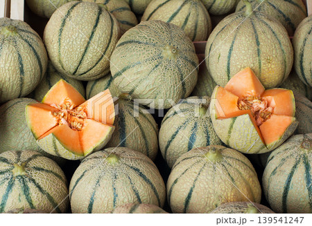 Sweet melons on the french market Sweet melons on the french market 139541247
