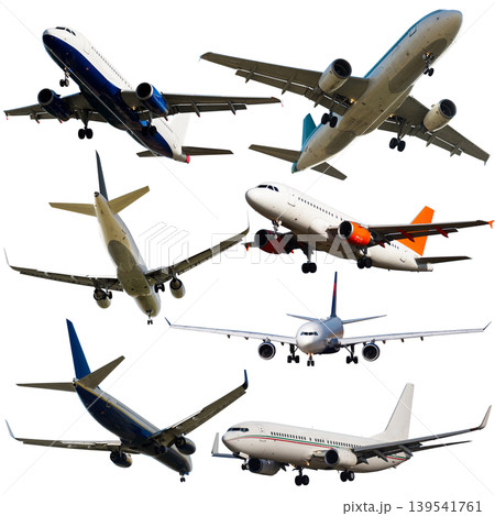 Airplanes flying, collection isolated on white background Airplanes flying, collection isolated on white background 139541761