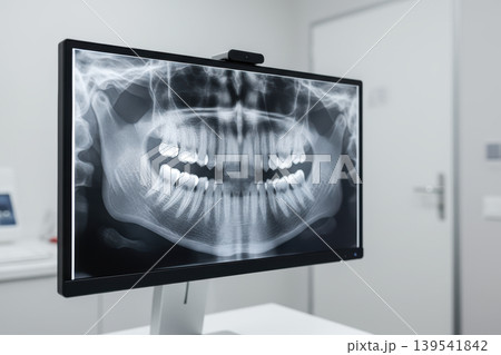 Dental x-ray displayed on a monitor in a modern clinic 139541842