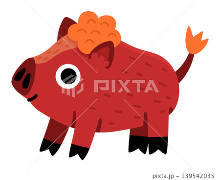 Vector cartoon baby boar isolated on white background. Funny little hog clipart. Cute forest animal child icon for kids. Flat woodland element. Woods wildlife illustration Vector cartoon baby boar isolated on white background. Funny little hog clipart. Cute forest animal child icon for kids. Flat woodland element. Woods wildlife illustration 139542035