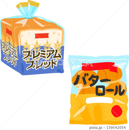 市販の袋入り食パンとバターロール 市販の袋入り食パンとバターロール 139542054