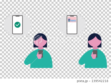 マイナンバーカードについてスマホ操作をする女性のベクターイラスト素材 マイナンバーカードについてスマホ操作をする女性のベクターイラスト素材 139542218