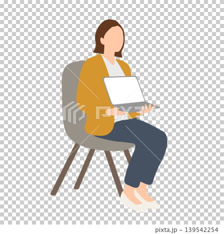ノートパソコンの画面を見せて説明する女性のイラスト/オンライン説明・サポート ノートパソコンの画面を見せて説明する女性のイラスト/オンライン説明・サポート 139542254